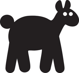 stylized black rabbit stands upright on a white background.