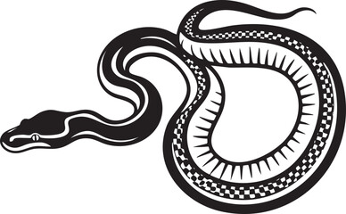 Fototapeta premium sleek black snake curves gracefully across a white background.