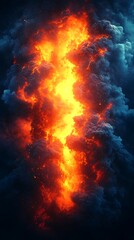 Fototapeta premium Fiery Column Amidst Smoke