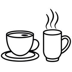 Hot coffee and tea cups, mugs, and icons for your cafe beverage and breakfast illustrations