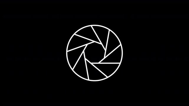 Aperture Blade Line Art Logo Animation on Transparent Background