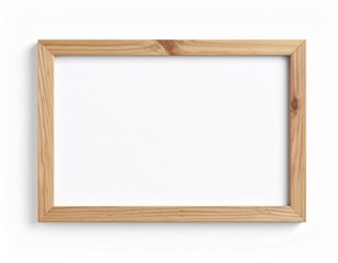 Fototapeta premium Minimalist light wood frame with clean lines and white space for artwork display