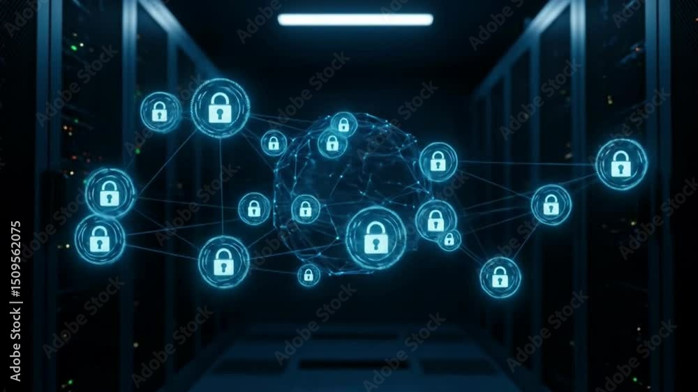 Poster global network security data center protection cybersecurity system safeguard