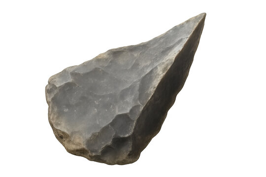 Hand axe made of stone from the paleolithic era isolated on transparent background, representing ancient tools and human evolution