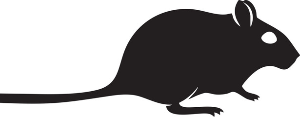 dark silhouette of a rodent scurries across a white surface.
