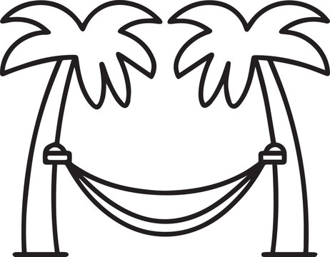 recommend clip art: vector illustration of a hammock palm tree line art, palm tree clipart, hammock palm tree line art silhouette vector black and white