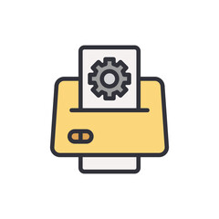 Modern Flat Design Of A Printer With A Gear Icon On The Paper