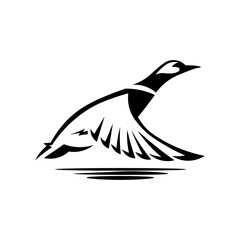 Flying up duck, goose, swan logo art