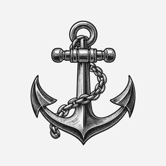 Anchor with chain wrapped around it, design illustration