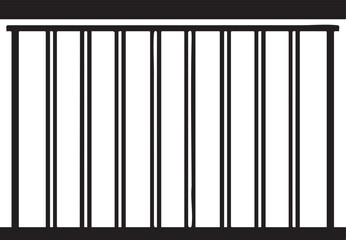 stark black and white railing spans horizontally across the frame.