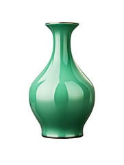  Green Vase with Shiny Finish on Transparent Background