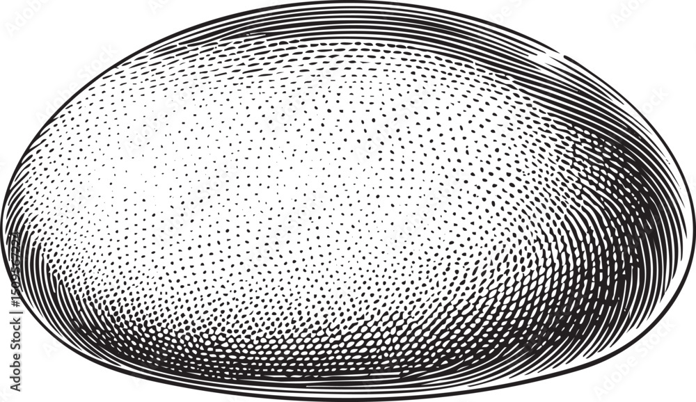 Poster detailed textured oval shape dominates the with intricate linear .