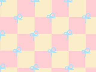 Pastel color checkerboard pattern with ribbon decoration