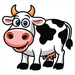 Cartoon cow vector illustration. Charming and friendly graphic perfect for farm animals, agriculture, and children storytelling.