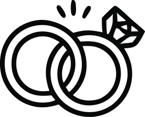 Two wedding rings with a diamond, symbolizing love, commitment, marriage. Perfect for wedding invitations, bridal magazines, jewelry advertisements