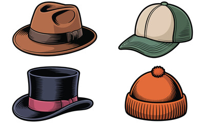 set of hats isolated