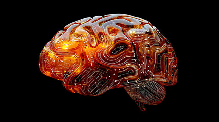 Illuminated Digital Brain with Circuitry Design