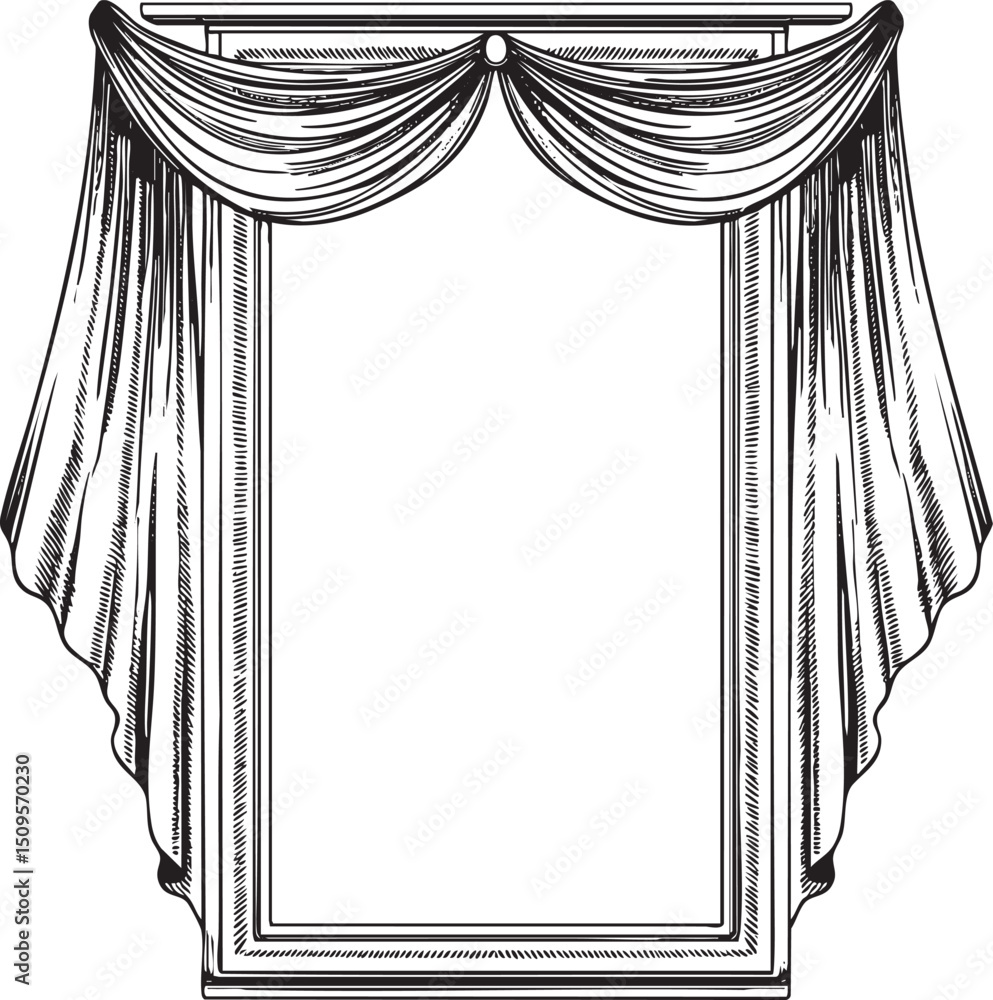 Poster elegant curtains frame a window with flowing drapes.