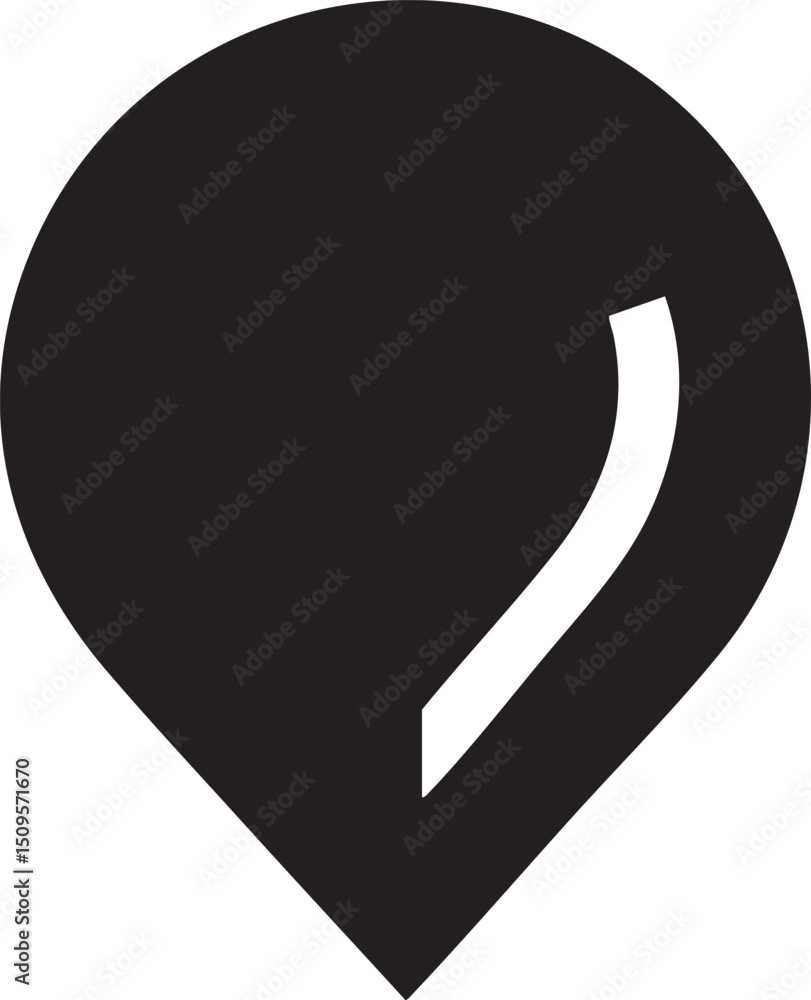 Poster stylized black circle with a curved white extending from its base.