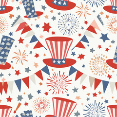 A patriotic celebration pattern full of energy and spirit, ideal for merchandise, wrap, and digital use.