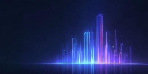 Fototapeta premium Neon-lit Futuristic Cityscape with Glowing Skyscrapers