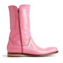 A Glamorous Pink Leather Boot with Zipper, Modern Fashion Statement