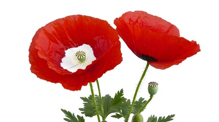 Vibrant Red Poppies Blooming Closeup Flower Photography