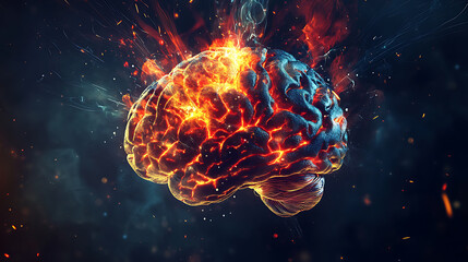 Fiery Brain: A Visual Metaphor of Cognitive Energy and Power