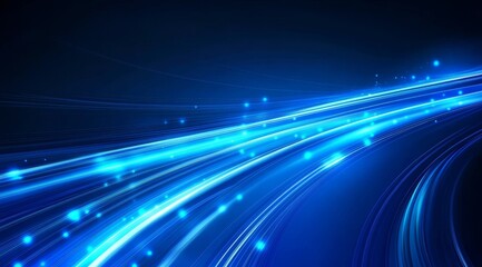 Dynamic Blue Light Trails on a Dark Background