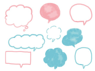 手描きあしらいセット　吹き出し　水彩