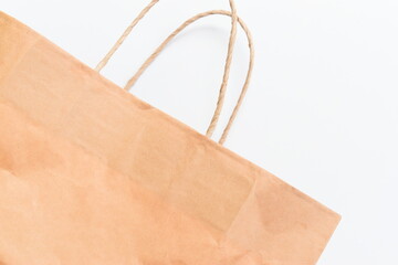 brown paper bag isolated on white background, recycle material