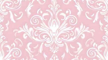 Elegant Pink Damask Seamless Pattern Background