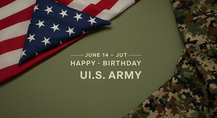 U.S. Army Birthday June 14 Patriotic Background with Flag and Camo