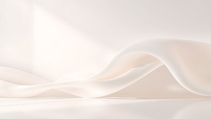 Fototapeta premium Elegant Draped Cream Fabric with Soft Waves and Sunlight Shadows in a Minimalist Studio