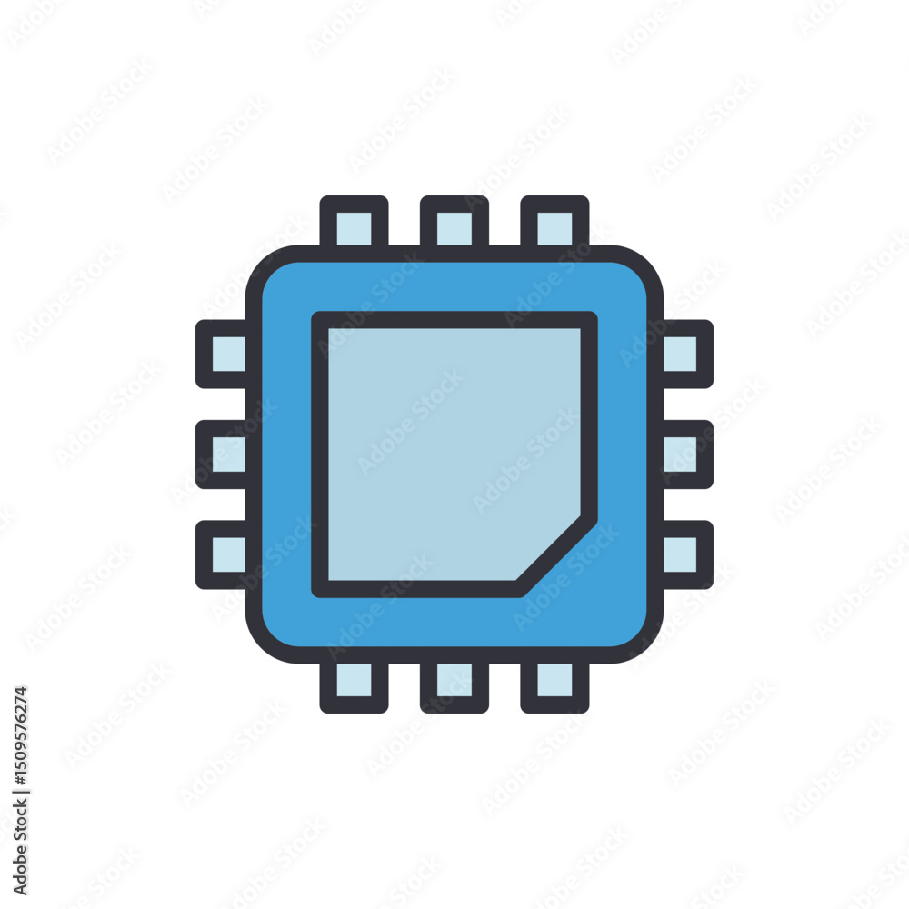 Poster minimalist illustration of a computer microchip on transparent layer