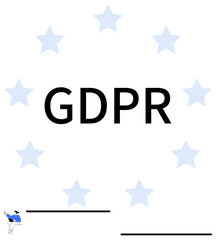 General Data Protection Regulation text framed by seven light blue stars, evoking themes of privacy, security, and European standards. Ideal for cybersecurity, data management, legal, compliance