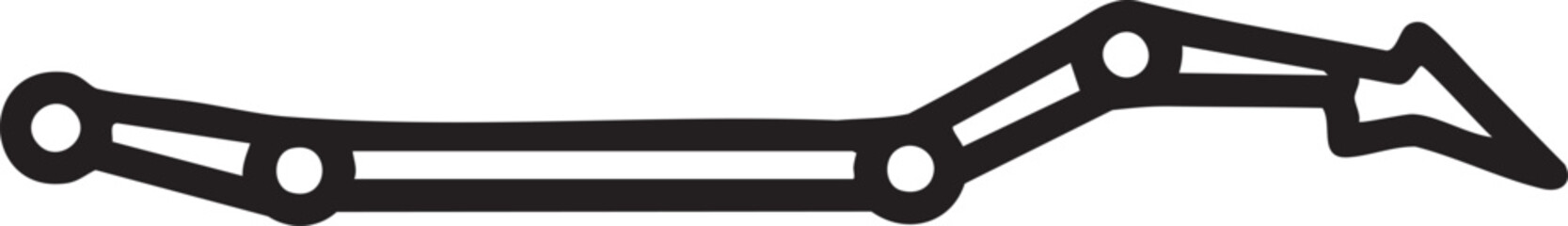 stylized graph shows a fluctuating trend with upward and downward curves.