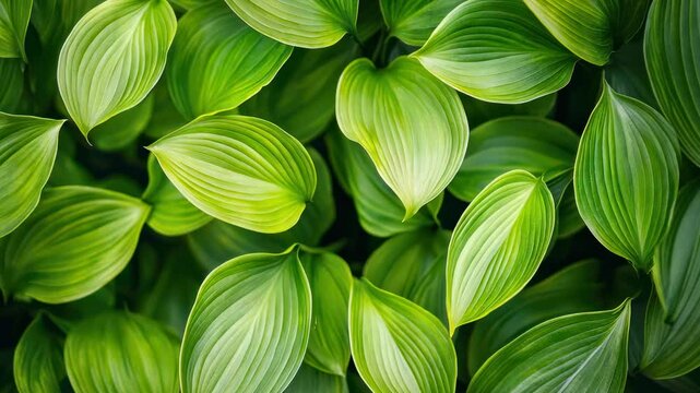 Vibrant Green Hosta Leaves: A Lush Botanical Background