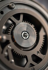 close up of a metal object with gears