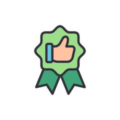 Thumbs Up Badge Represents Approval And Achievement On Transparent