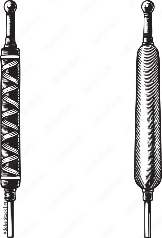 Poster two cylindrical instruments with rounded ends are shown side by side.