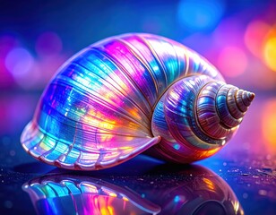 Macro texture iridescent shell cracked under ()