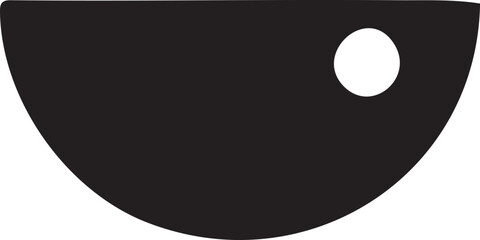 white circle rests within a dark curved shape.