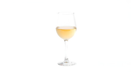 Set of glass with white wine on white background.