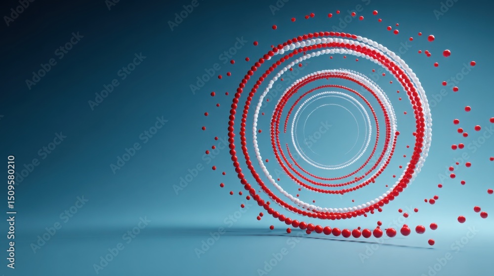 Aufkleber vibrant spiral formation composed of red and white balls depicting fibonacci sequence in playful and