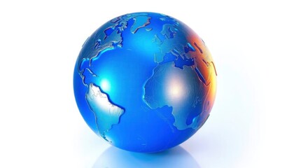 Fototapeta premium Metallic Blue Globe: A Polished World Map in Elegant 3D