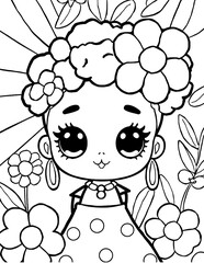 Cute Cartoon Girl with Headwrap Celebrating Juneteenth Freedom Day Coloring Page