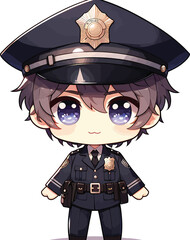 Cute Chibi Police Officer Boy Vector Illustration