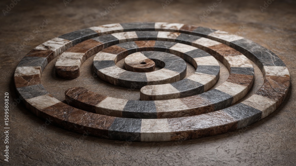 Poster circular object on a table representing fibonacci wealth grid icon concept with an organized spiral 