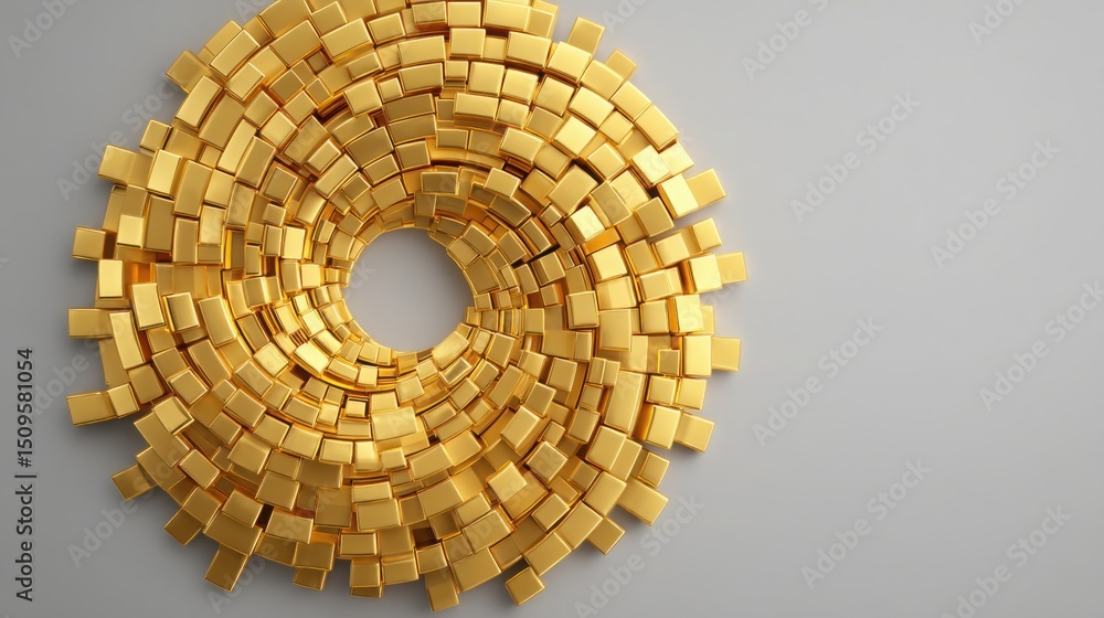 Poster intricate circular shaped object representing the golden ratio capital matrix with a spiral design c